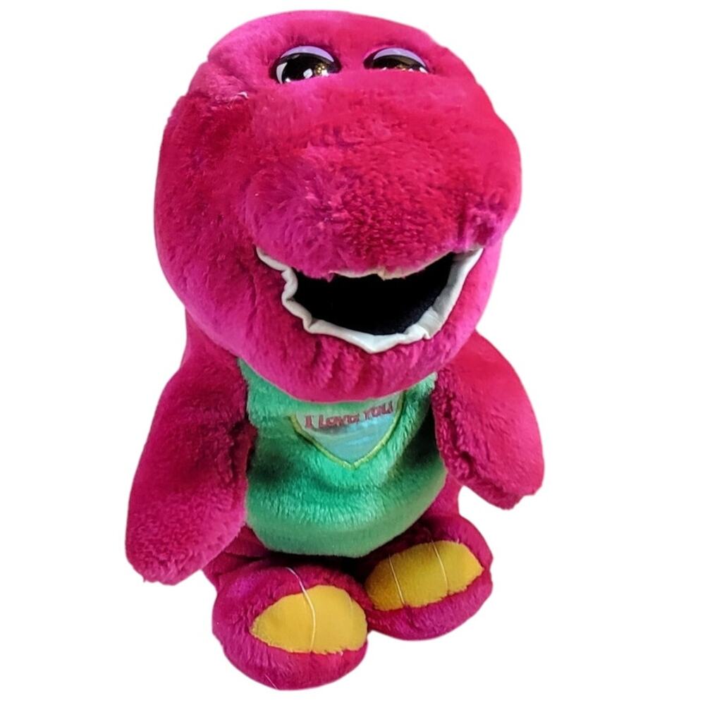 Barney Plush Dinosaur Stuffed Animal Pink Green I Love You 14" Lyons Group